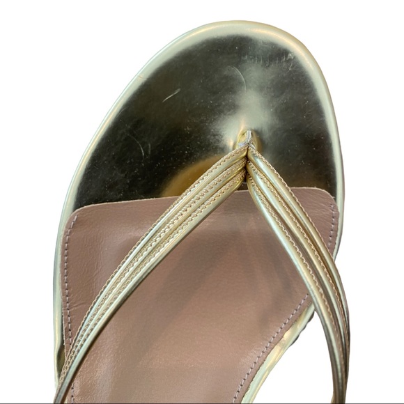 Aquazurra Pedi Gold Metallic Leather Wedge Sandals BNIB Sz EU 40 - Picture 9 of 15